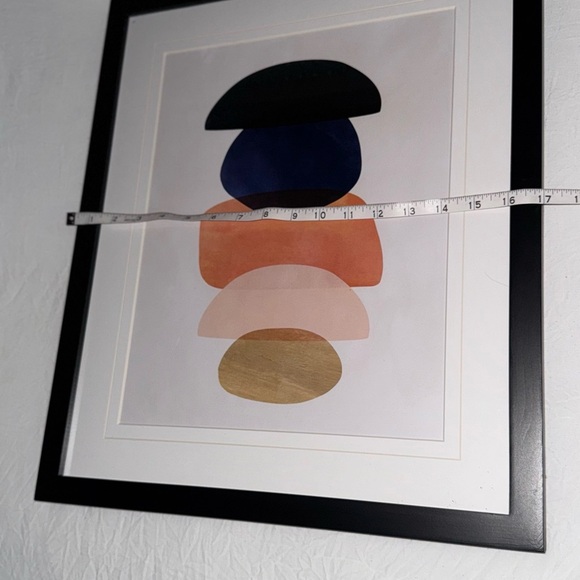 Abstract Stacked Shapes Art Print Set - Black, Orange, Blue - Picture 3 of 6